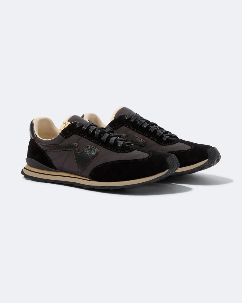 Visvim Sneakers FKT Runner mit Veloursleder Schwarz