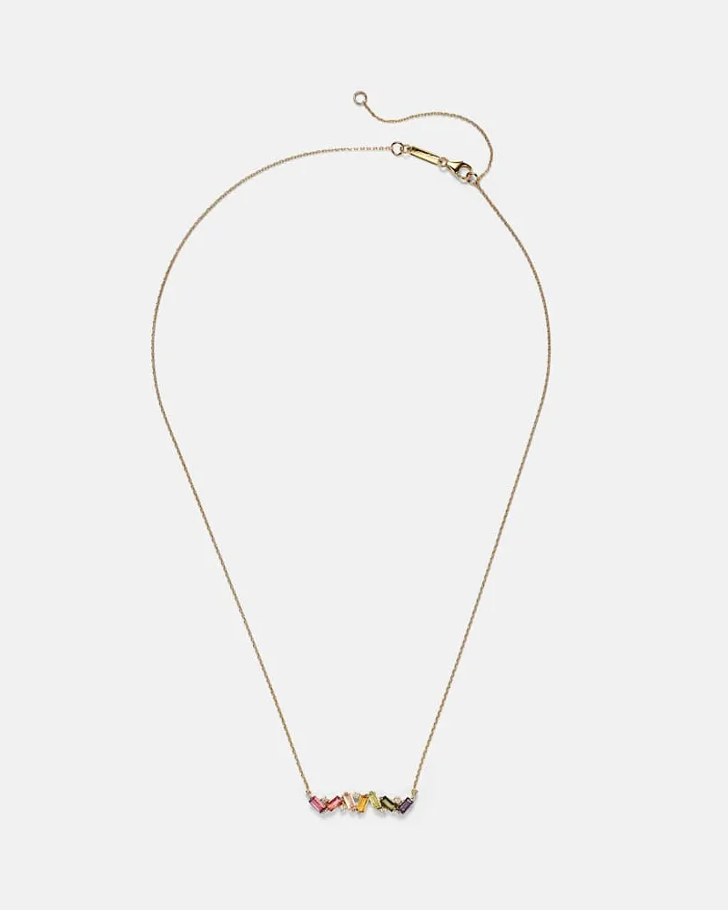 Suzanne Kalan Halskette Frenesia Rainbow aus 14kt Gelbgold mit Edelsteinen Multicolor