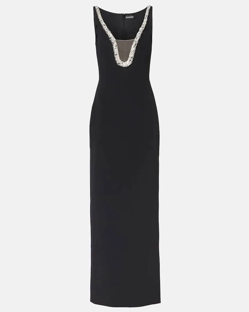 David Koma Robe aus Cady mit Kristallen Schwarz