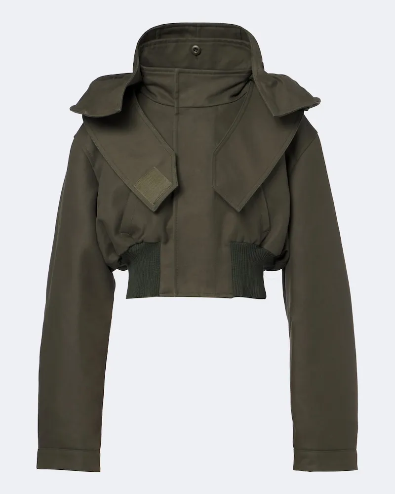 Balenciaga Cropped Jacke aus Baumwolle Grün