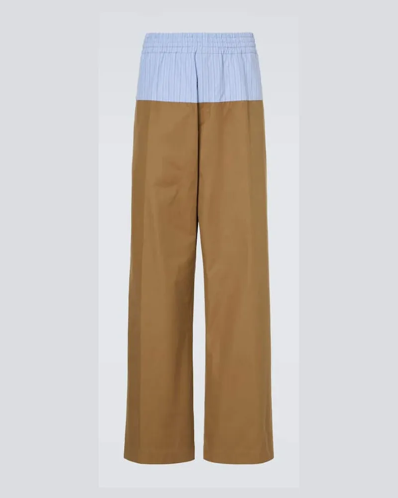 Dries van Noten Weite Hose aus Baumwoll-Twill Beige