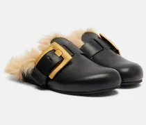 Slippers Anthem aus Leder und Faux Fur