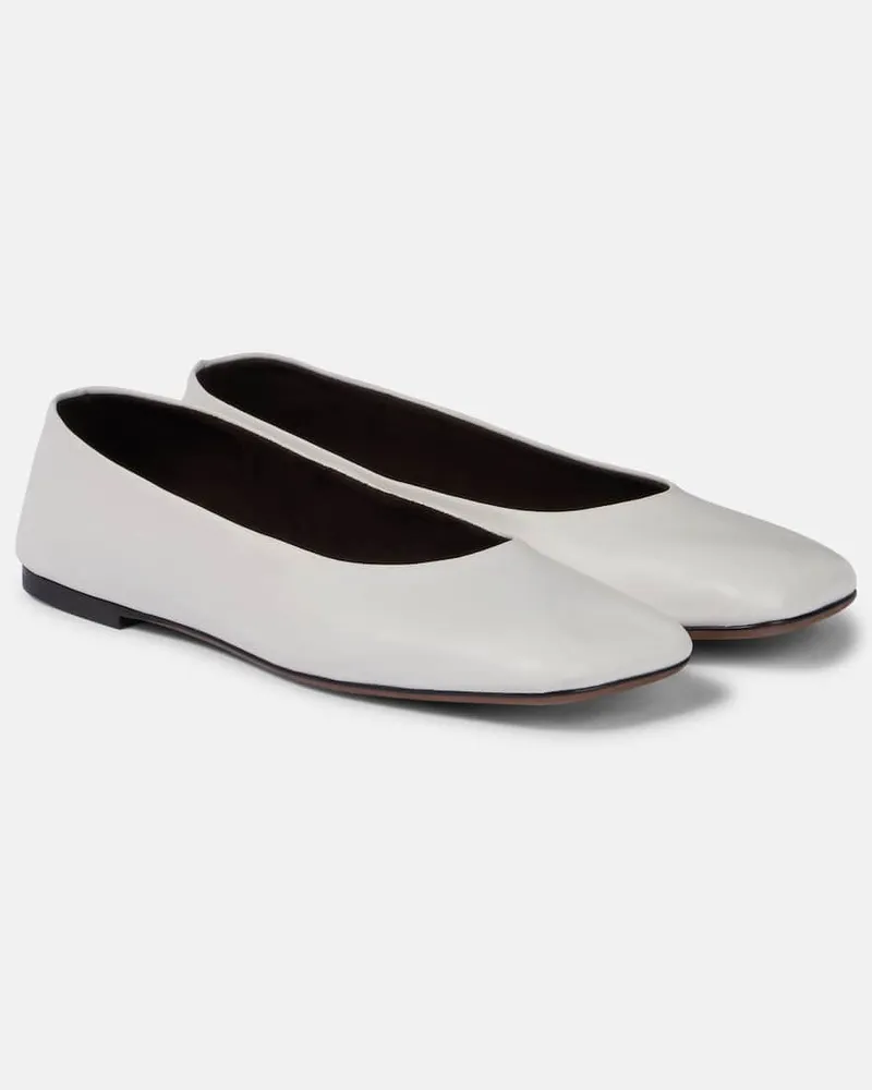 The Row Ballerinas Square aus Leder Weiß