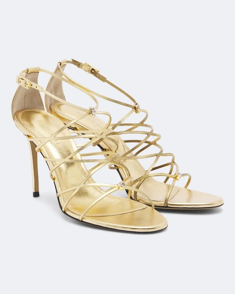 Mach & Mach Sandalen Daisy aus Metallic-Leder mit Kristallen Gold