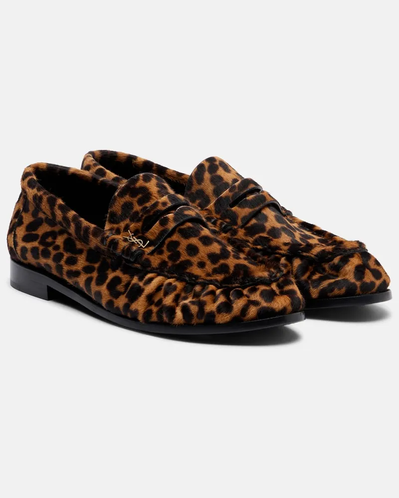 Saint Laurent Loafers aus Kalbshaar Braun