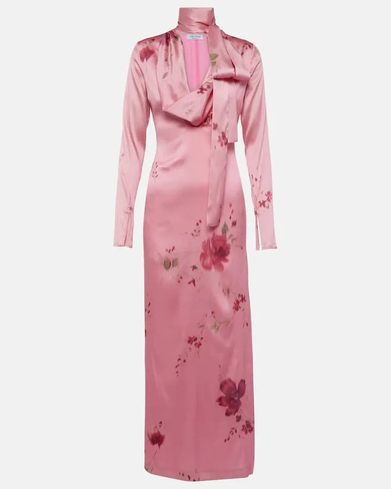 Blumarine Bedrucktes Maxikleid aus Satin Rosa