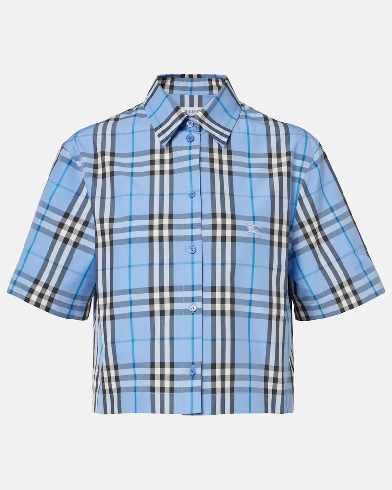 Burberry Hemd Burberry Check aus Baumwollpopeline Blau