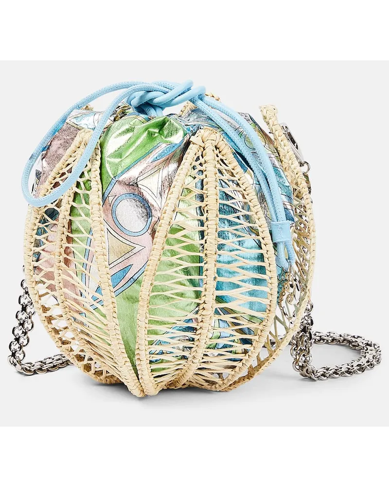 Emilio Pucci Bucket-Bag aus Raffiabast Blau