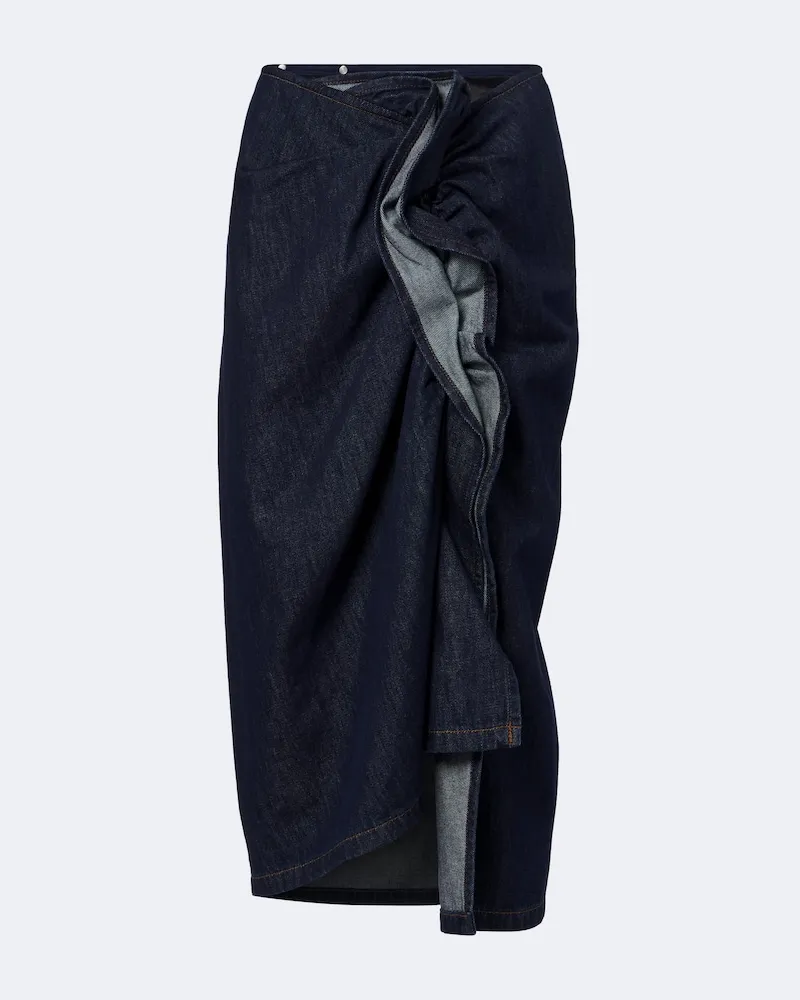 Dries van Noten Midirock aus Denim Blau