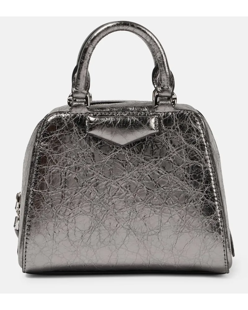 Givenchy Tote Antigona Cube Nano aus Metallic-Leder Silber