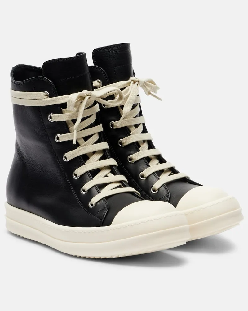 Rick Owens High-Top Sneakers aus Leder Schwarz
