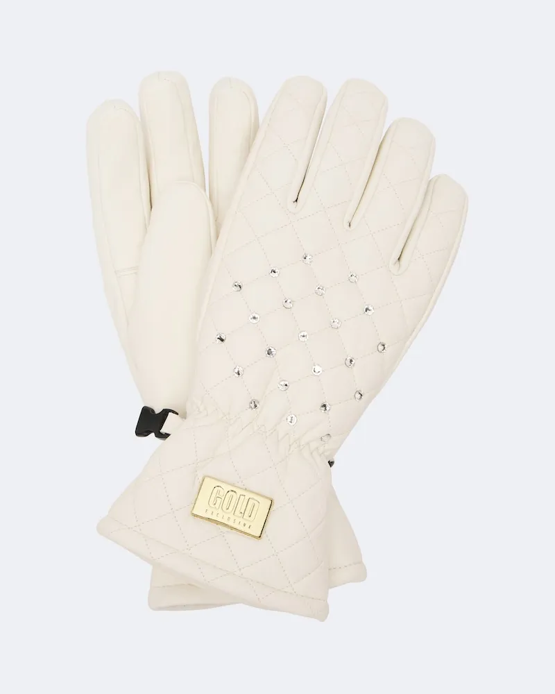 GOLDBERGH Verzierte Skihandschuhe Josei aus Leder Weiß