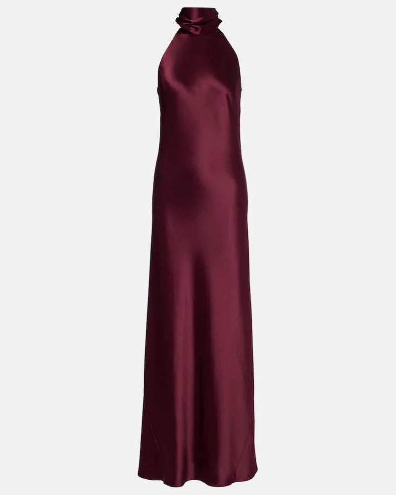GALVAN Robe Sienna aus Satin Burgunderrot