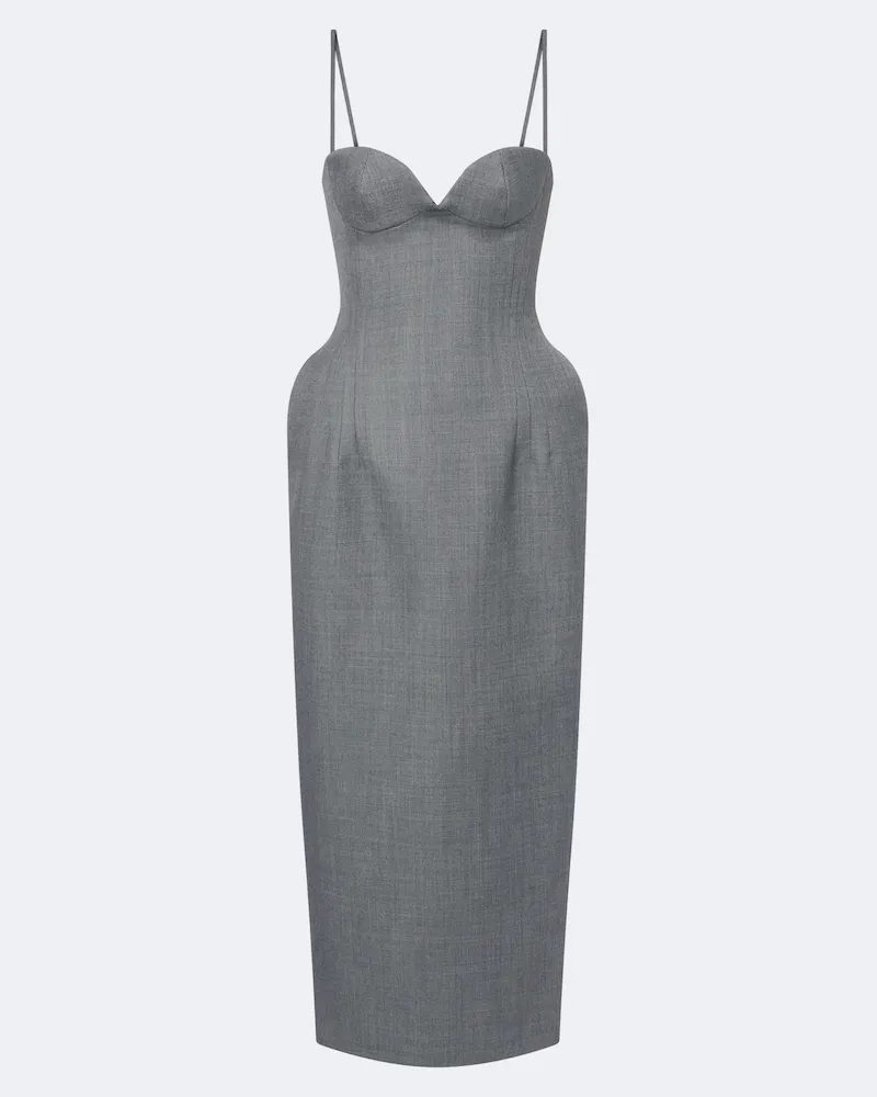 Magda Butrym Cocktailkleid aus Wolle Grau