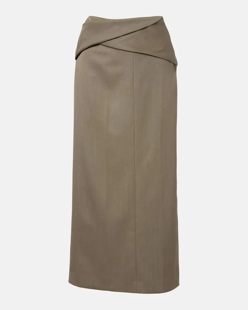 Victoria Beckham Midirock aus einem Wollgemisch Grün