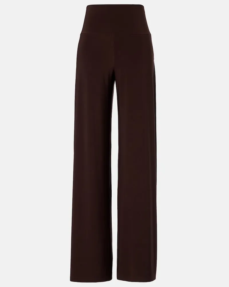 Norma Kamali Weite High-Rise-Hose aus Jersey Braun