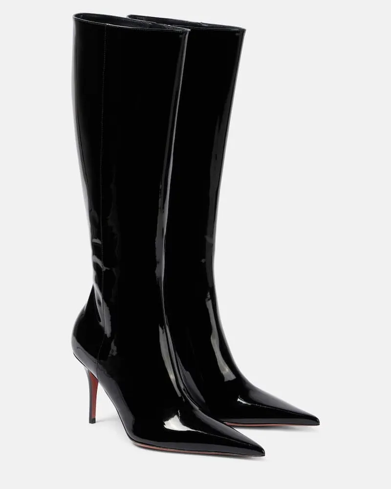 Amina Muaddi Stiefel Barbara 90 aus Lackleder Schwarz