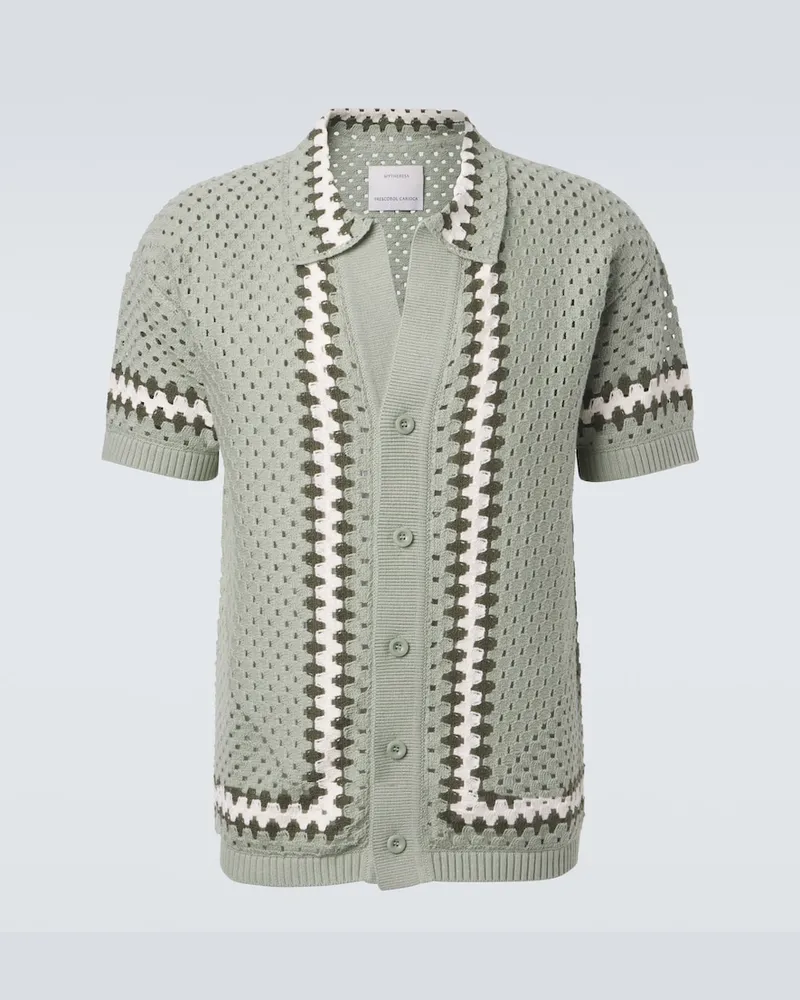 Frescobol Carioca Hemd Pinto aus Häkelstrick Grün