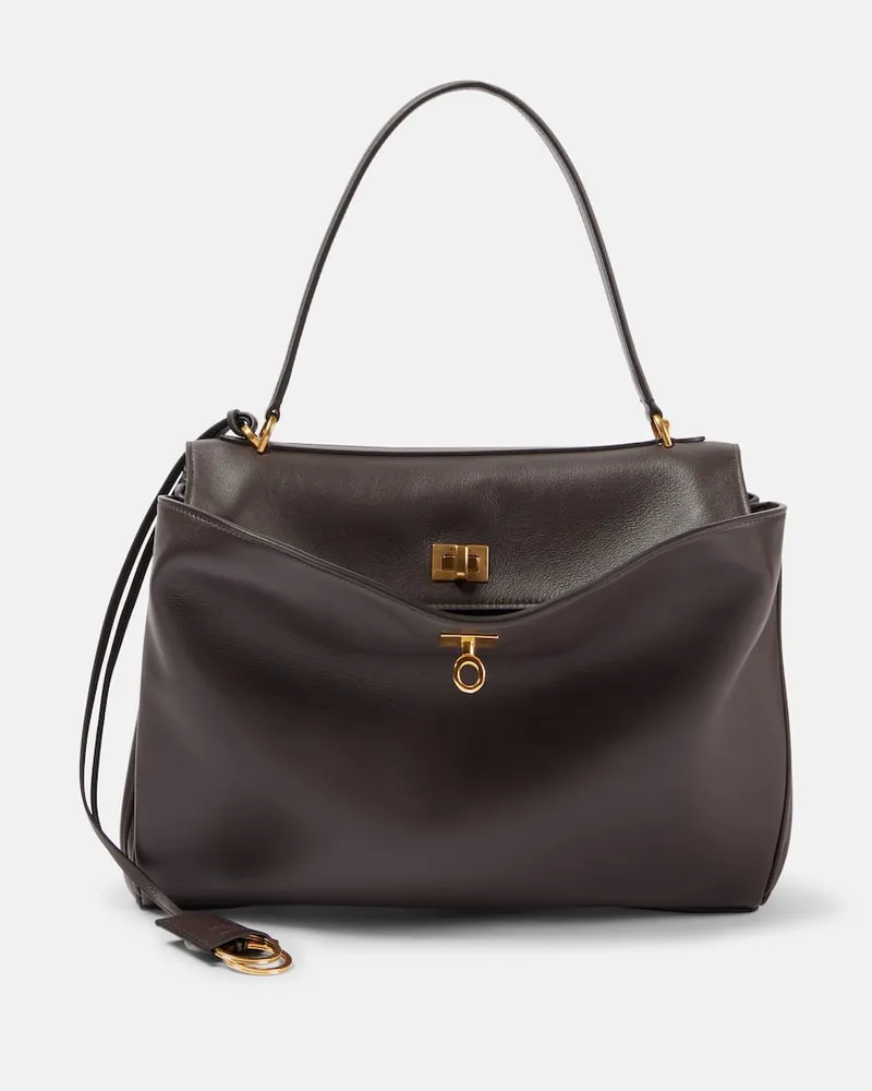 Balenciaga Tote Bag Rodeo Medium aus Leder Braun