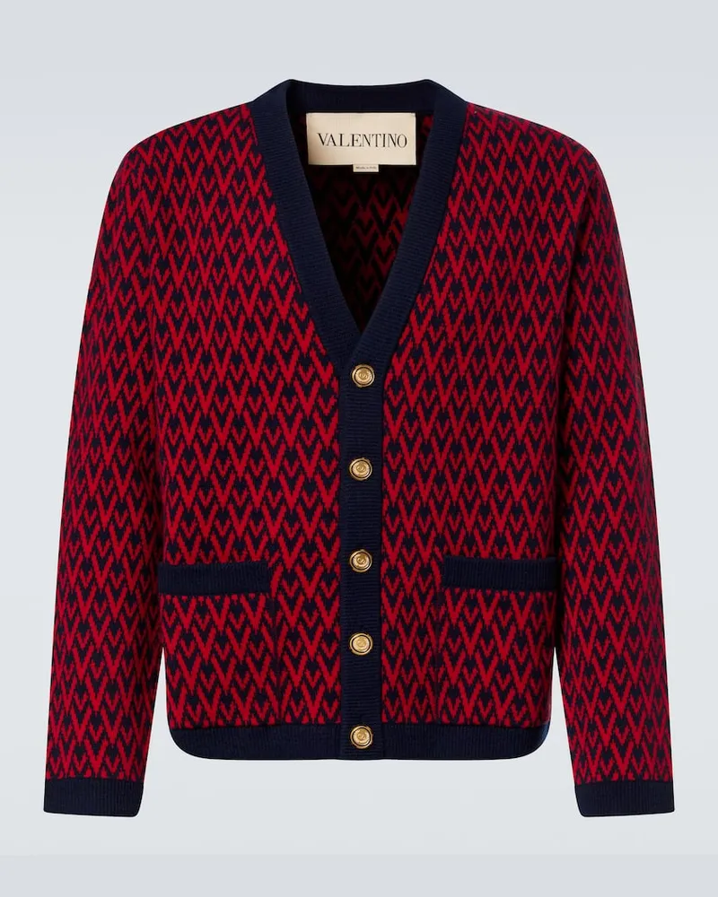 Valentino Garavani Cardigan Tooute La V aus Jacquard Blau