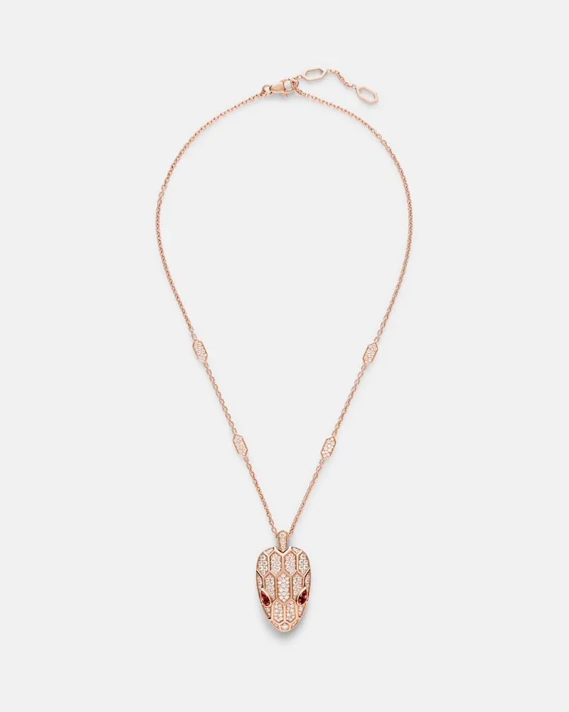 Bulgari Halskette Serpenti Seduttori aus 18kt Roségold mit Diamanten und Rubellit Gold