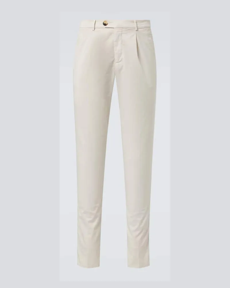 Brunello Cucinelli Schmale Hose aus Gabardine Weiß