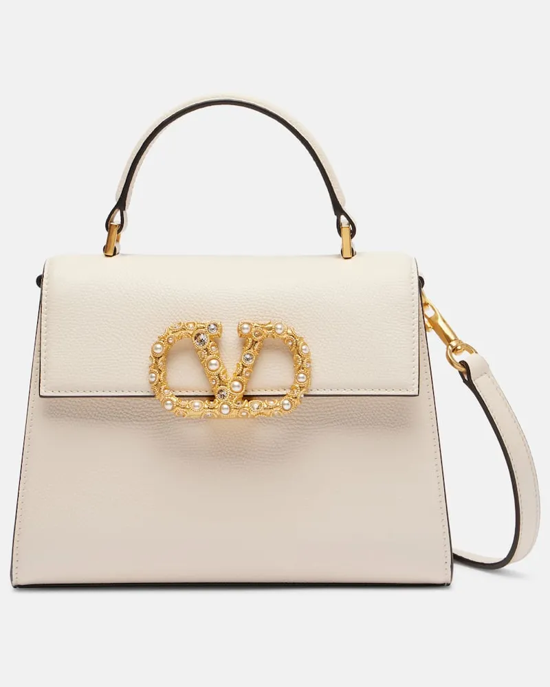 Valentino Garavani Schultertasche VSling Small aus Leder Weiß