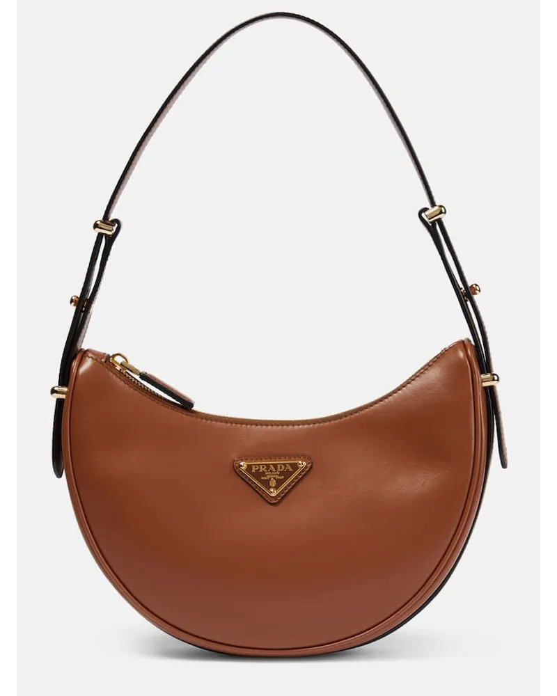 Prada Schultertasche Arqué aus Leder Braun