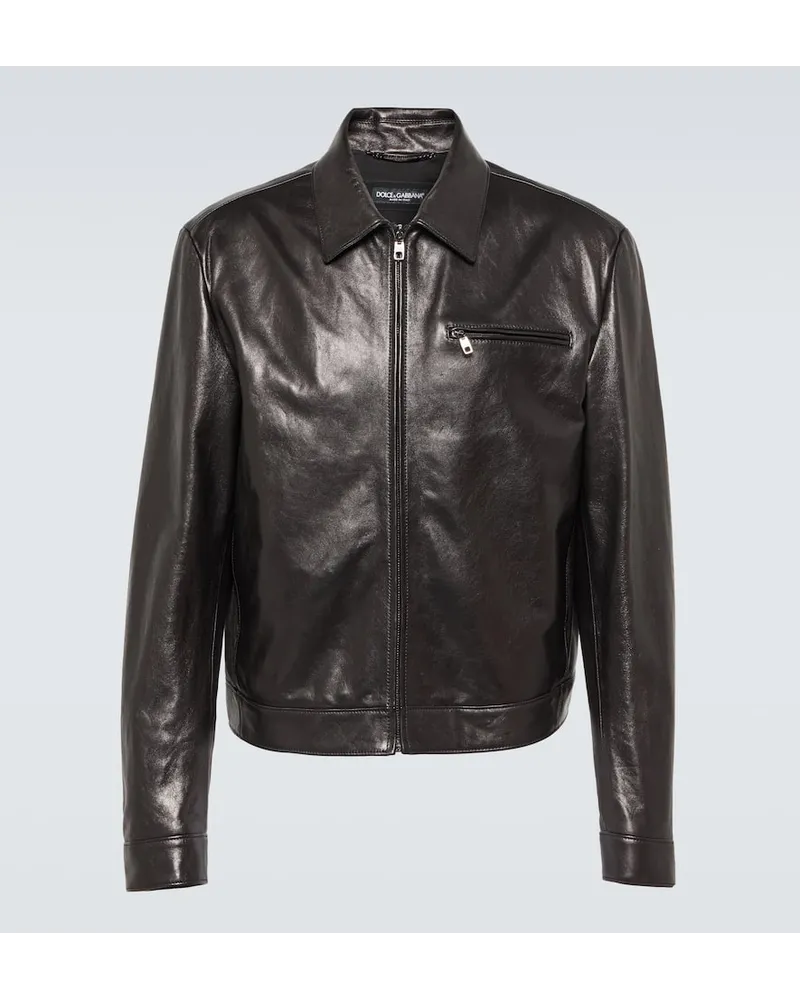 Dolce & Gabbana Lederjacke Schwarz