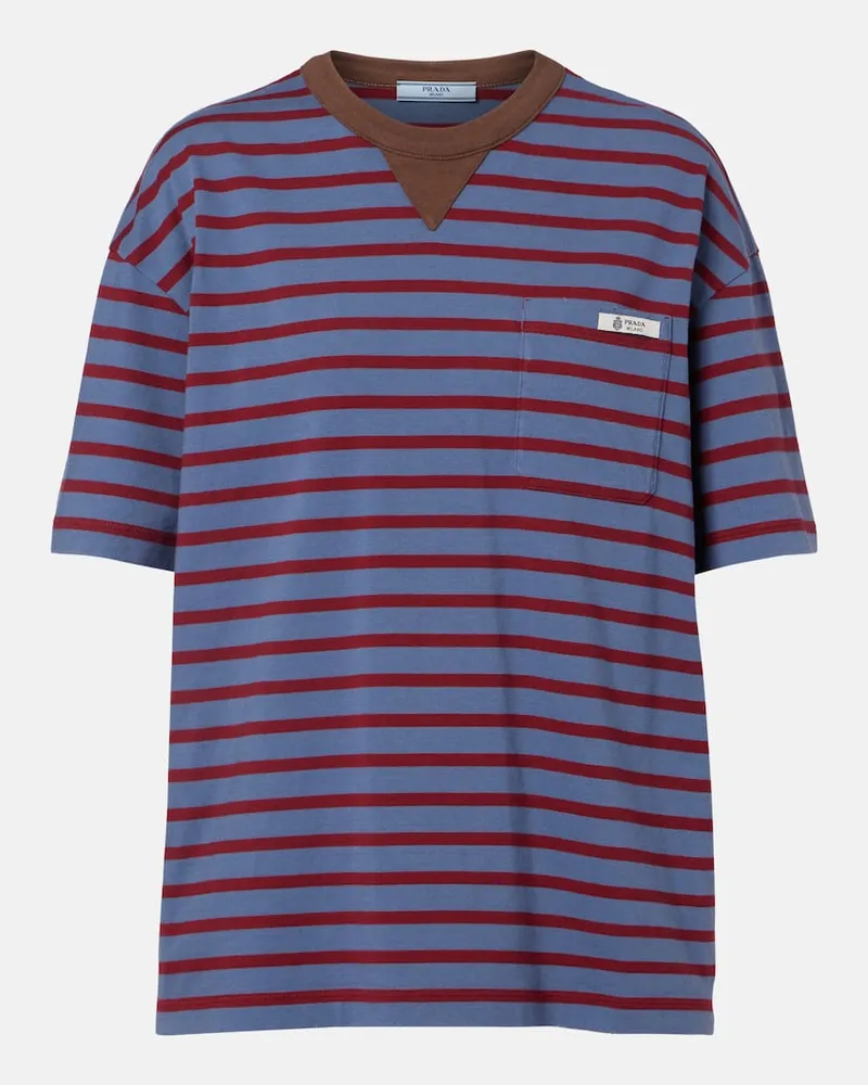 Prada T-Shirt aus Baumwoll-Jersey Blau