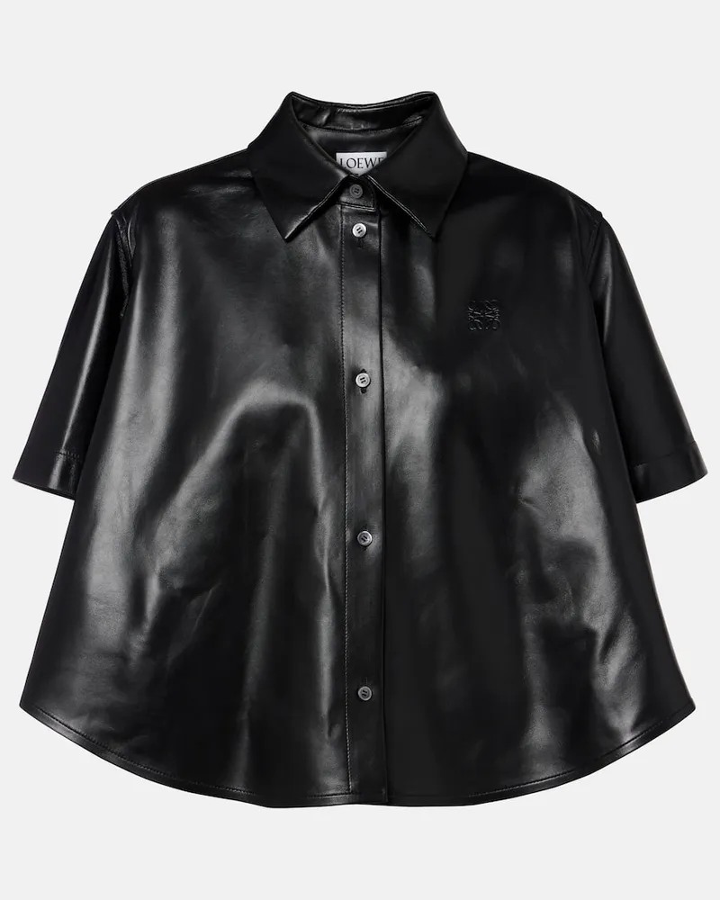 Loewe Hemd Anagram aus Leder Schwarz