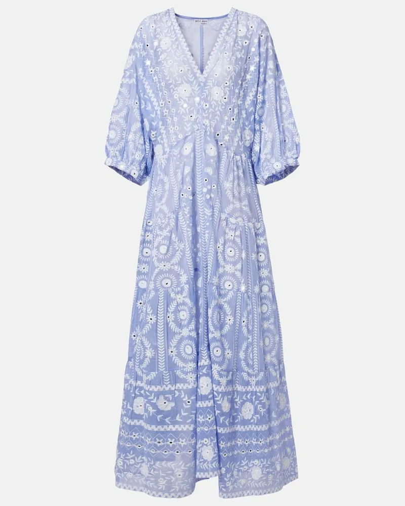Juliet Dunn Maxikleid aus Baumwolle mit Pailletten Blau