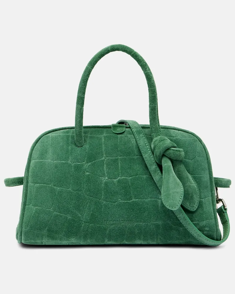 Jacquemus Weekender Turismo Small aus Veloursleder Grün