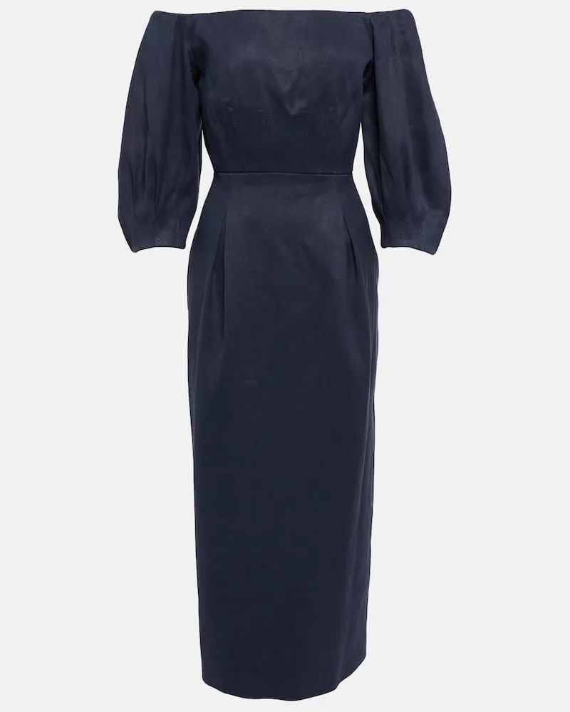 Gabriela Hearst Midikleid aus Hanf und Baumwolle Blau