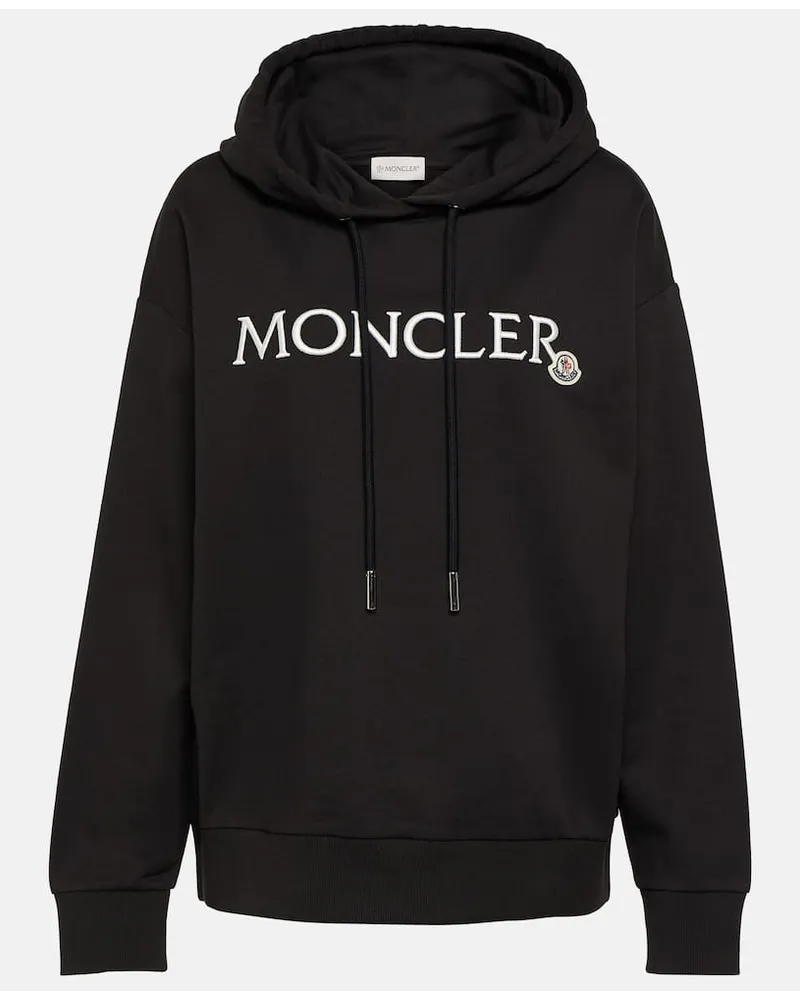 Moncler Hoodie aus Baumwoll-Jersey Schwarz