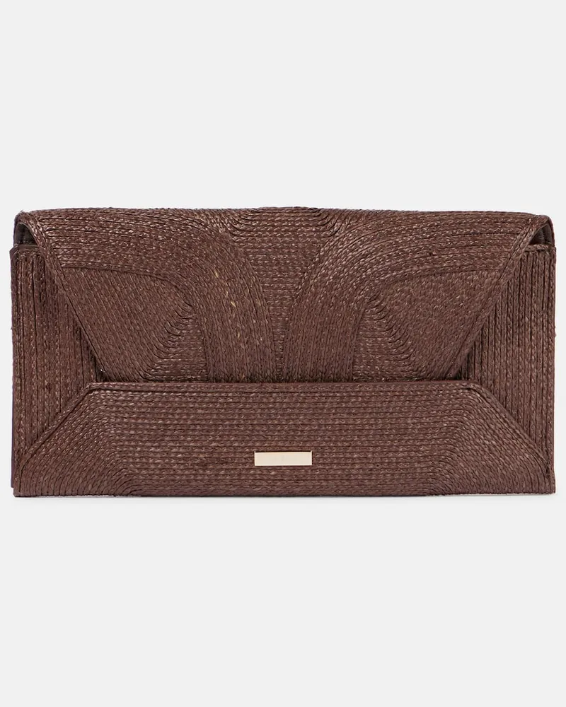 Aquazzura Clutch Vacanza Small aus Raffiabast Braun
