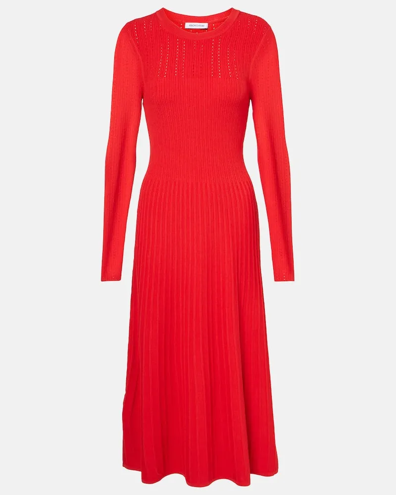 Veronica Beard Pulloverkleid Nami aus Rippstrick Rot