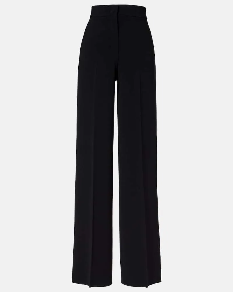 Max Mara Weite High-Rise-Hose aus Cady Schwarz