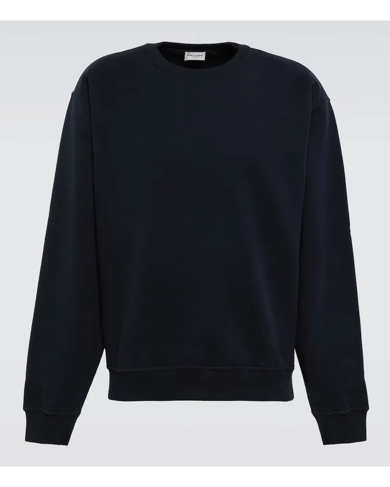 Saint Laurent Sweatshirt aus Baumwoll-Jersey Blau