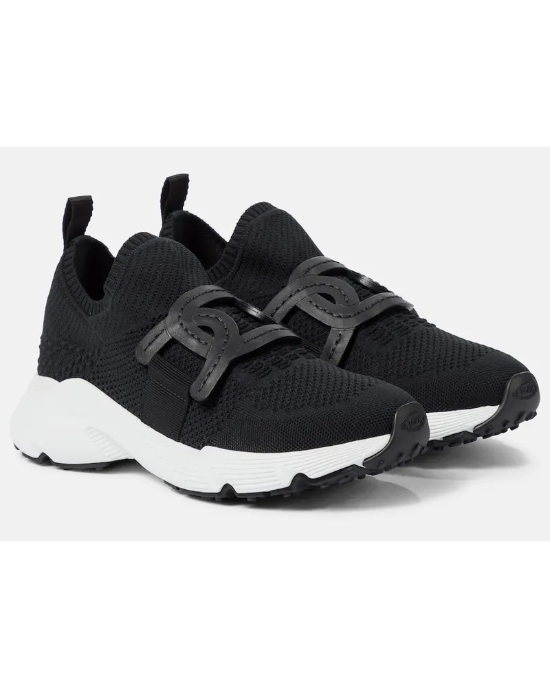 TOD'S Sneakers Kate aus Strick mit Leder Schwarz