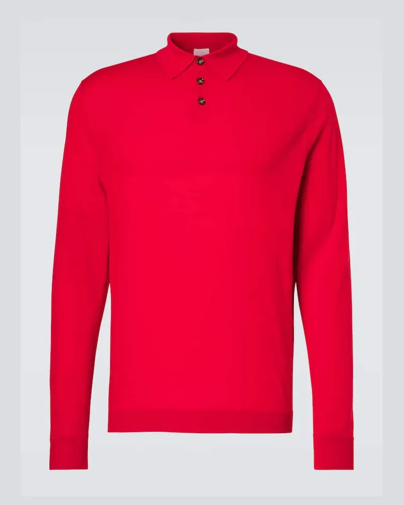 ALLUDE Polohemd aus Schurwolle Rot