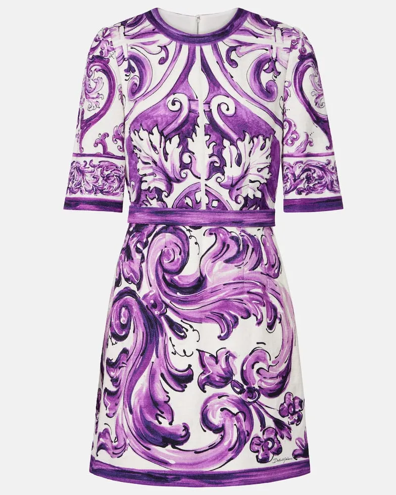 Dolce & Gabbana Minikleid Majolica aus einem Baumwollgemisch Violett