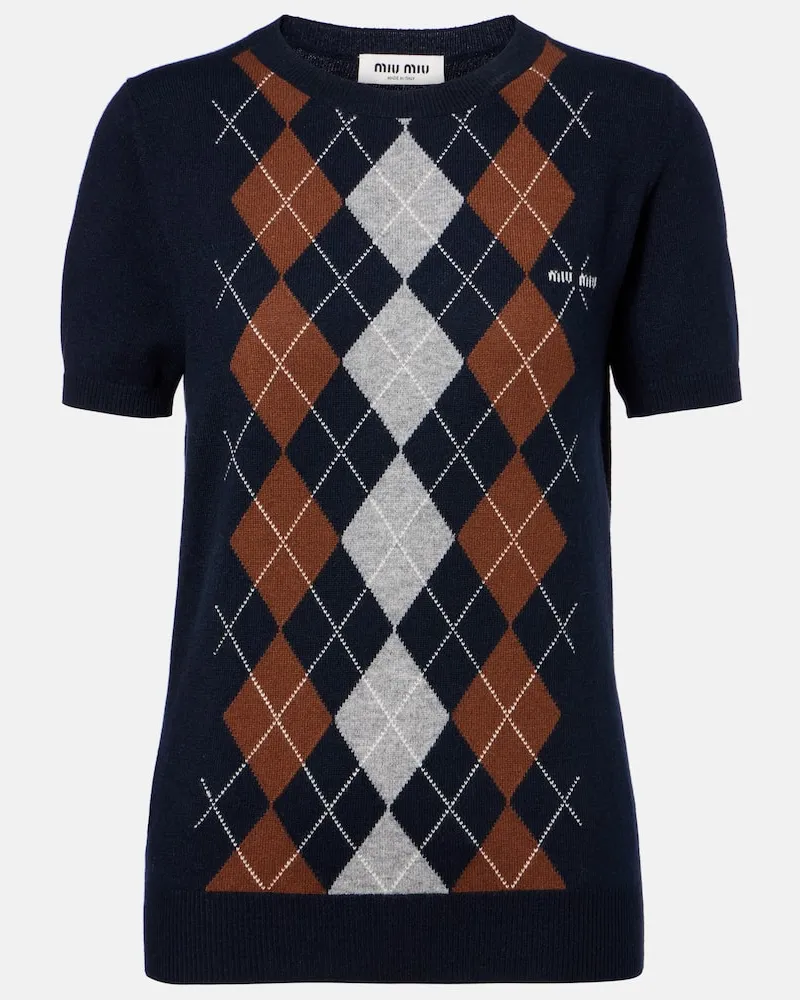 Miu Miu Top aus Kaschmir Blau
