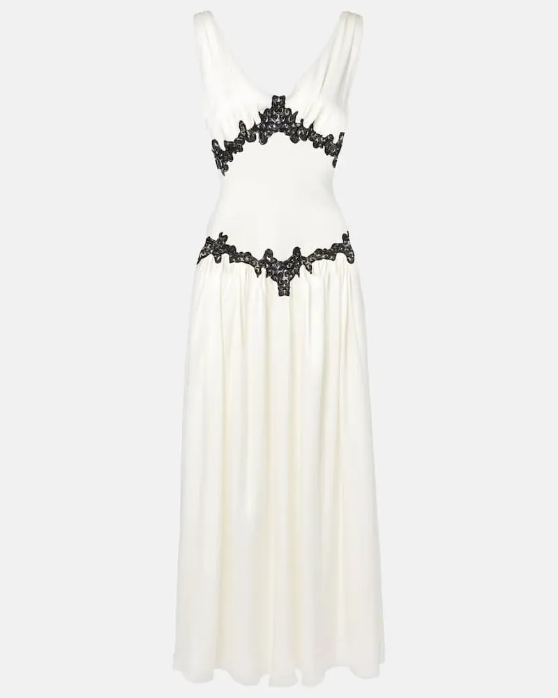 Gabriela Hearst Bestickte Robe Highland aus Seide mit Spitze Weiã