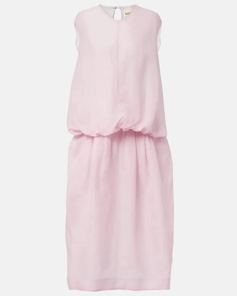 KHAITE Midikleid Noah aus Seidenorganza Pink