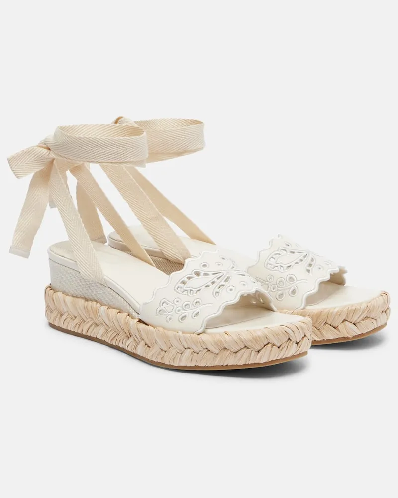 Jimmy Choo Bestickte Espadrille-Wedges Arlee 60 Weiß