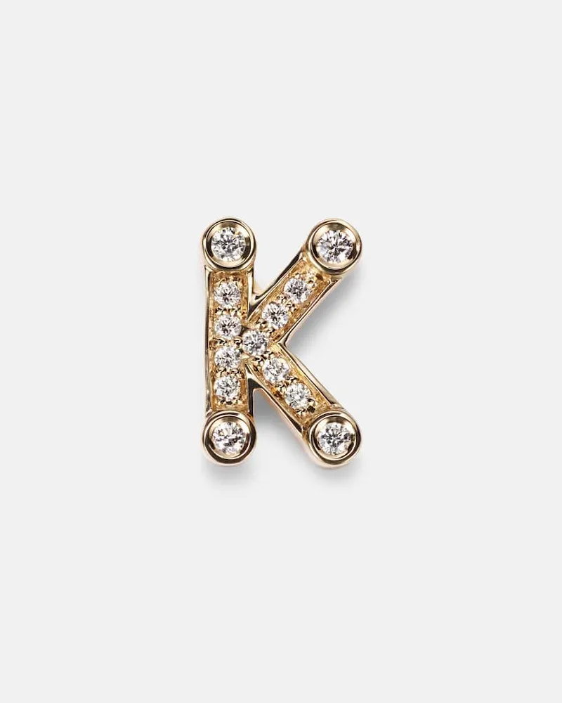 Sophie Bille Brahe Einzelner Ohrring Initial Petite aus 18kt Gelbgold mit Diamanten Gold