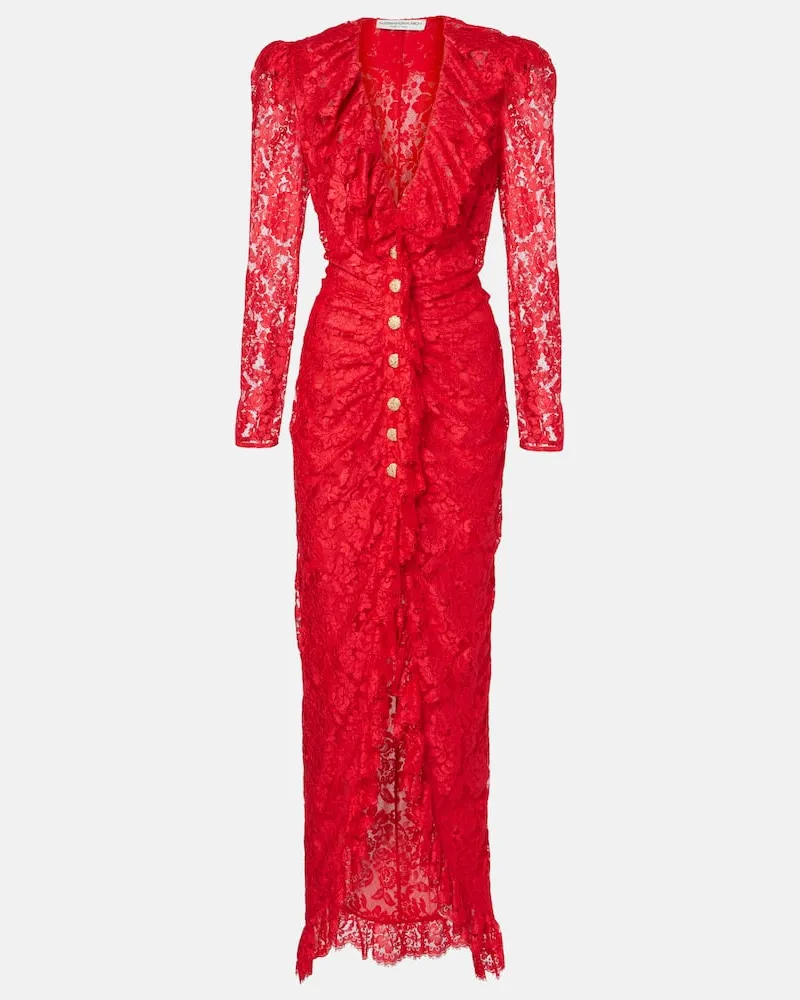 Alessandra Rich Maxikleid aus Spitze Rot