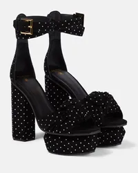 Balmain Plateausandalen Ava aus Veloursleder Schwarz