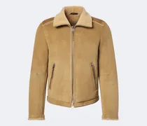 Lederjacke mit Shearling